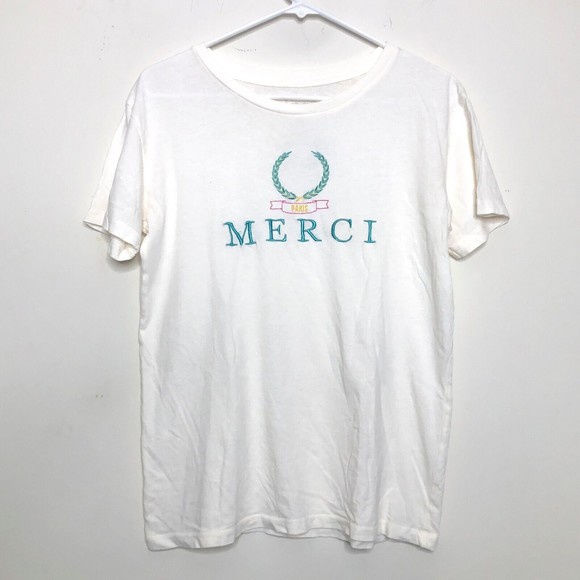 Desert Dreamer Women's Small MERCI PARIS T-Shirt, Off-White Ivory - Picture 1 of 5